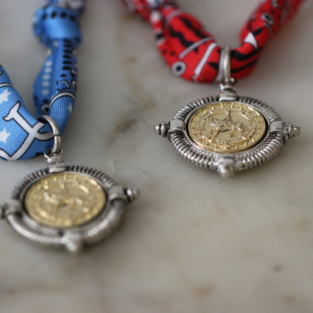 Western Coin Scarf Necklace - Stainless Steel