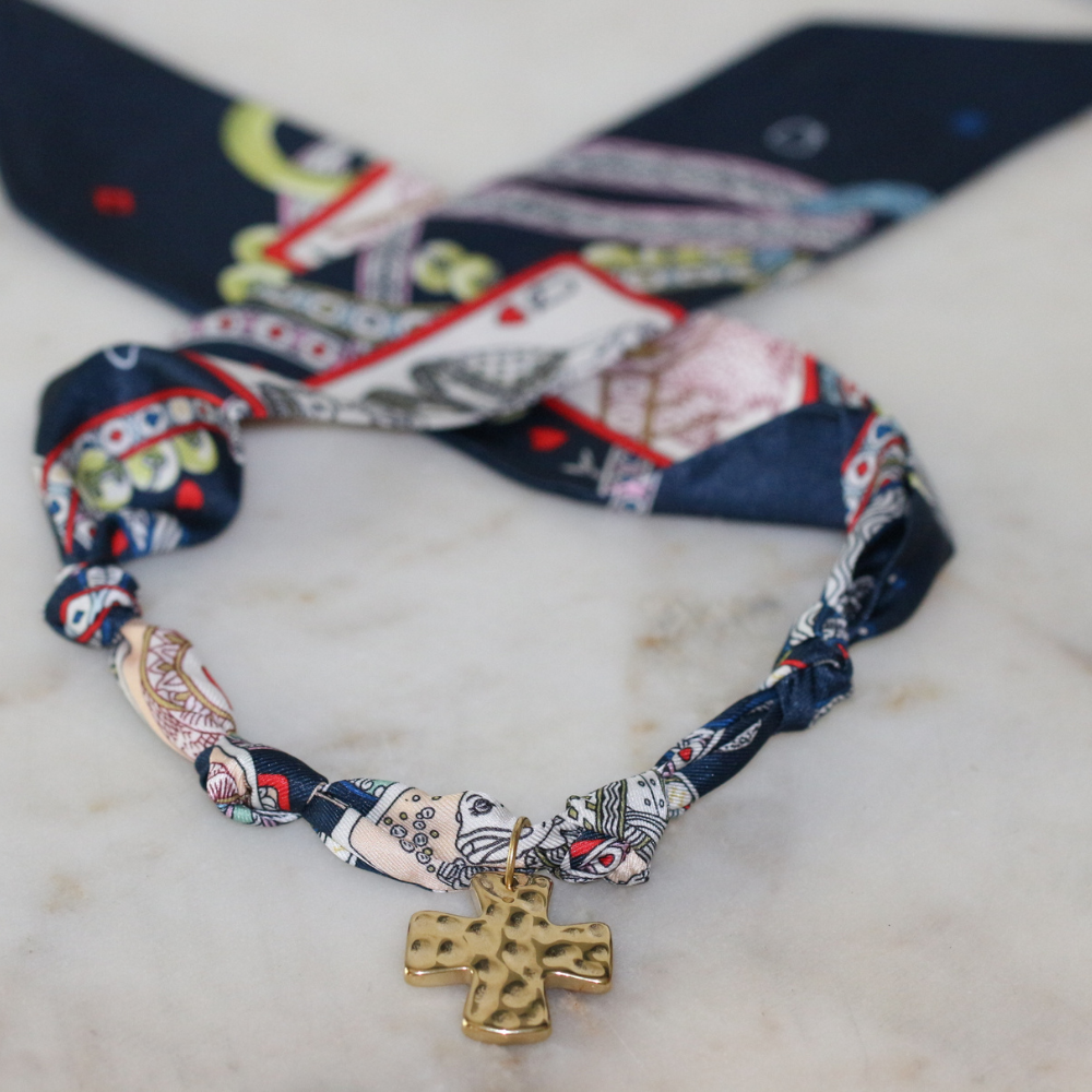 Navy Grace Scarf Necklace