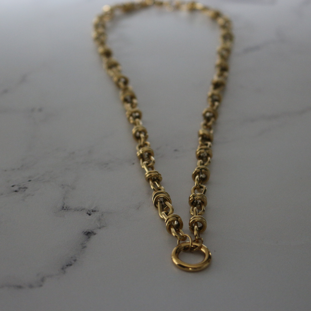 Bramble Chain – Waterproof 14k PVD Gold Necklace with Charm Ring