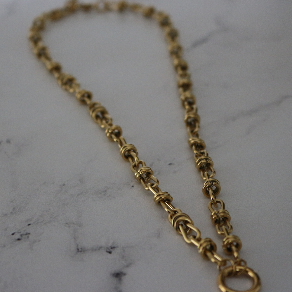 Bramble Chain – Waterproof 14k PVD Gold Necklace with Charm Ring