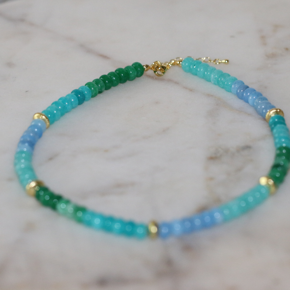 Elizabeth Gemstone Necklace and Bracelet Set - 4 Color Options - Stainless Steel