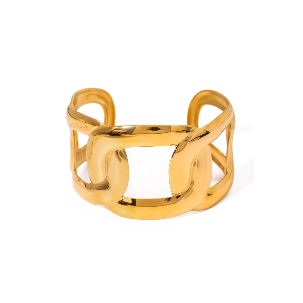 Harbor Link Gold Cuff Bracelet - Stainless Steel