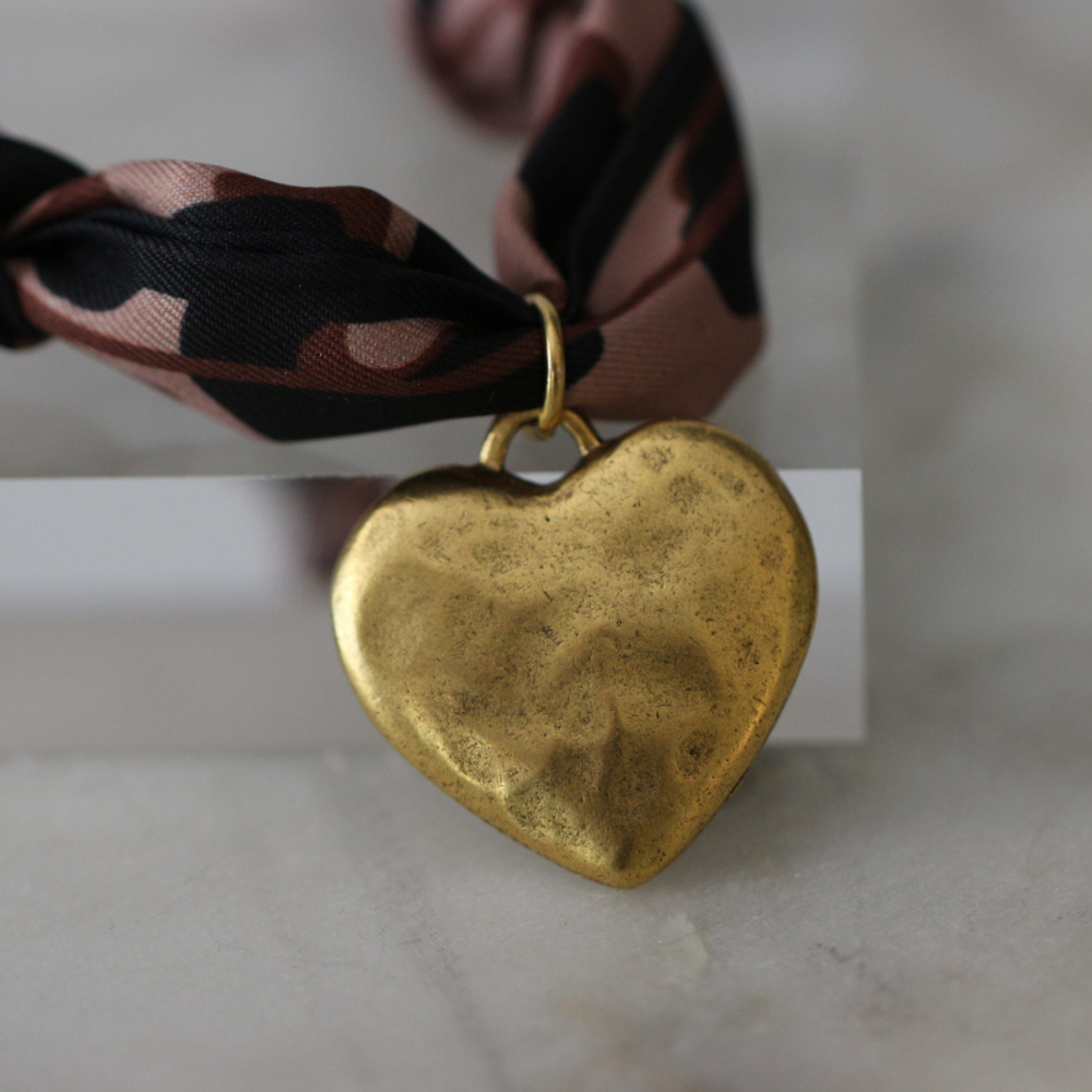 Savannah Heart Scarf Necklace - Stainless Steel