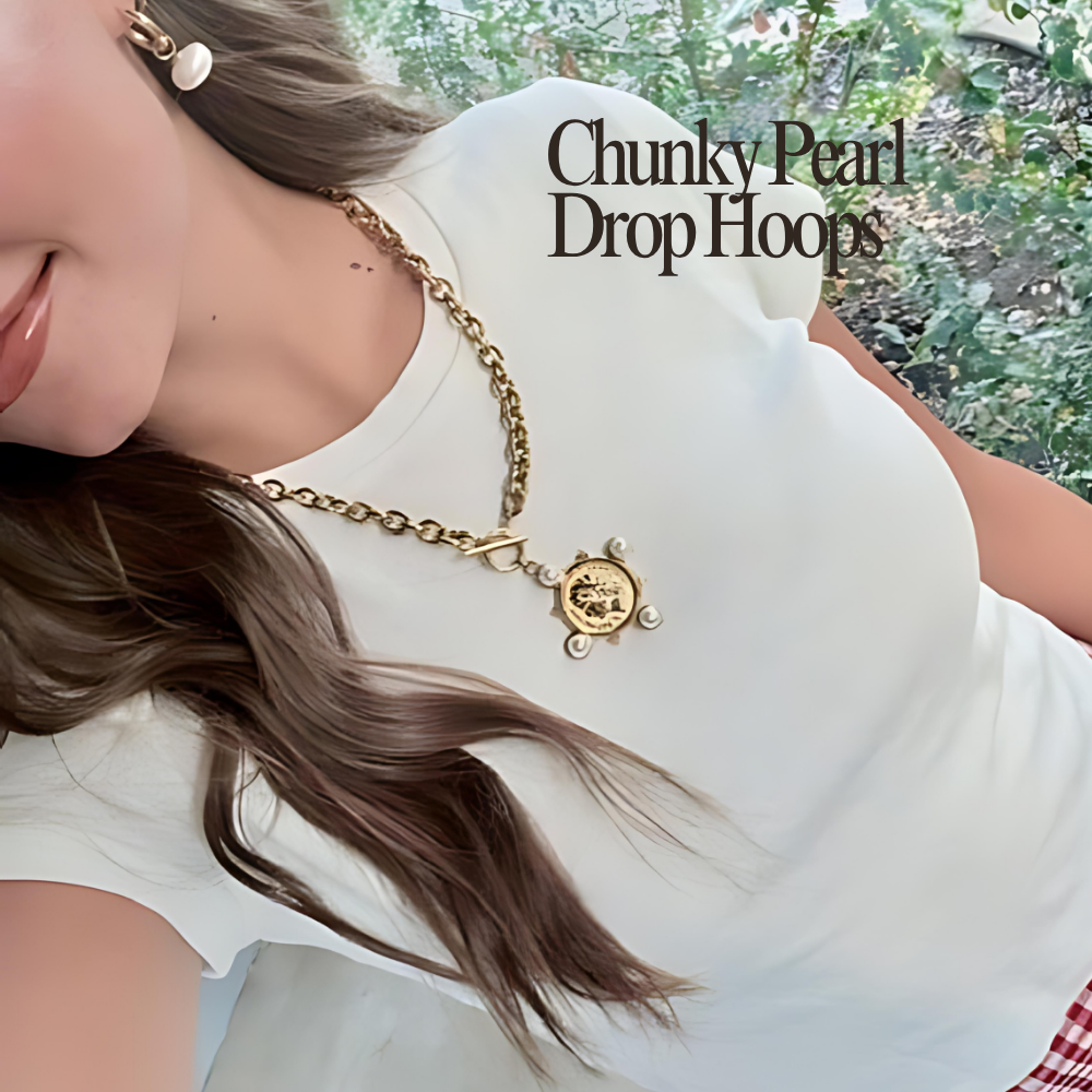 Coin & Pearl Medallion Necklace - Stainless Steel