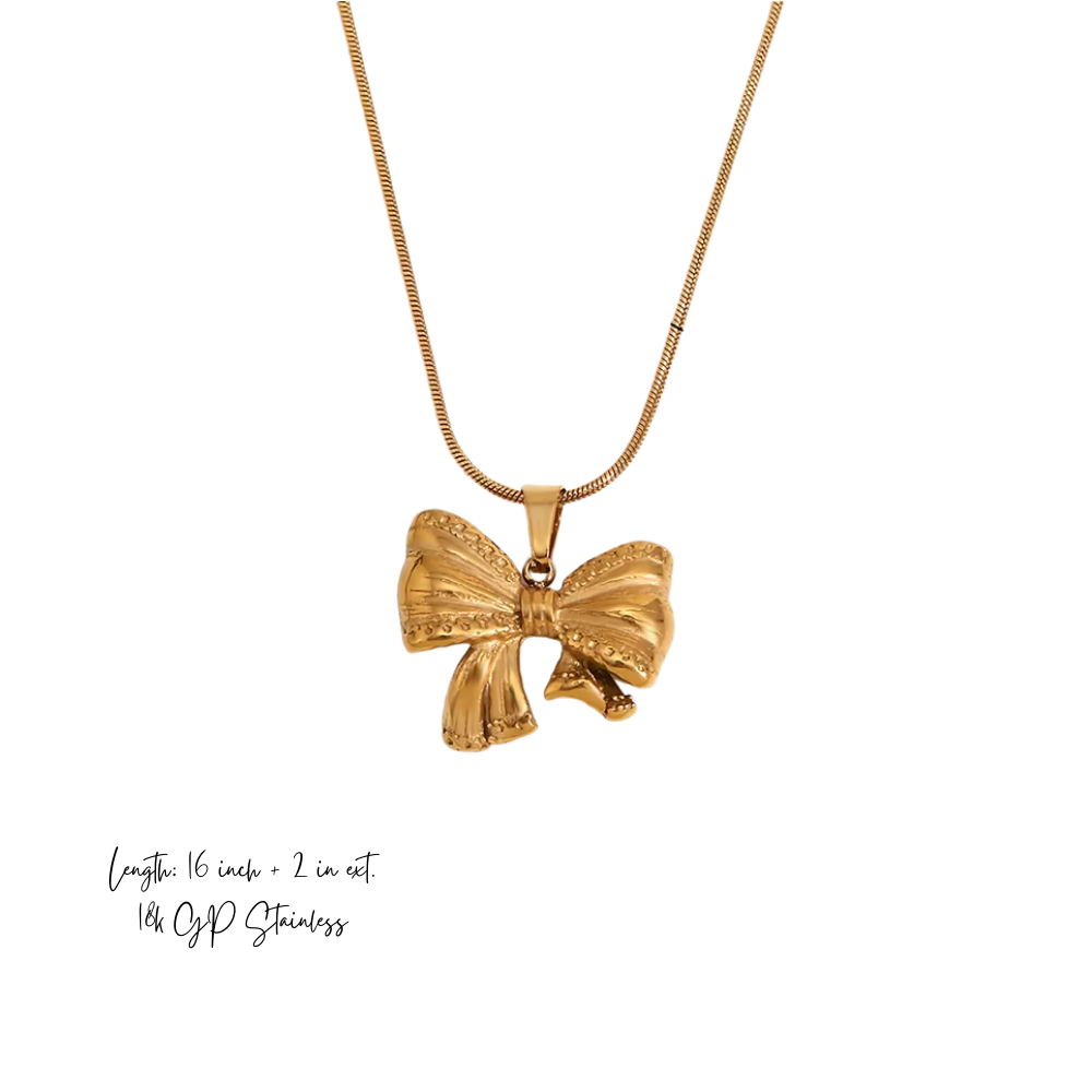 Belle Bow Necklace - Stainless Steel