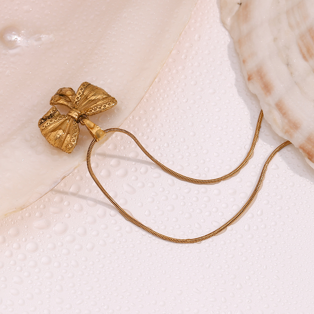 Belle Bow Necklace - Stainless Steel