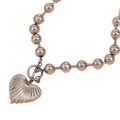Beaded Heart Statement Necklace - Stainless Steel