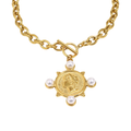Coin & Pearl Medallion Necklace - Stainless Steel