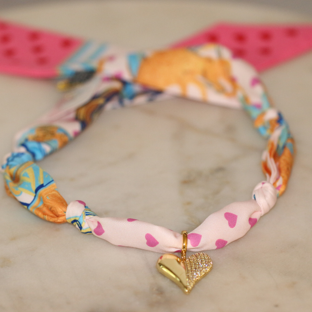 Forever Tied Scarf Necklace - Heart Pendant Charm