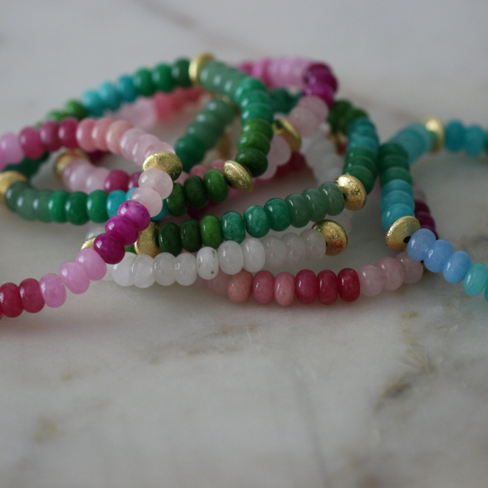 Elizabeth Gemstone Necklace and Bracelet Set - 4 Color Options - Stainless Steel