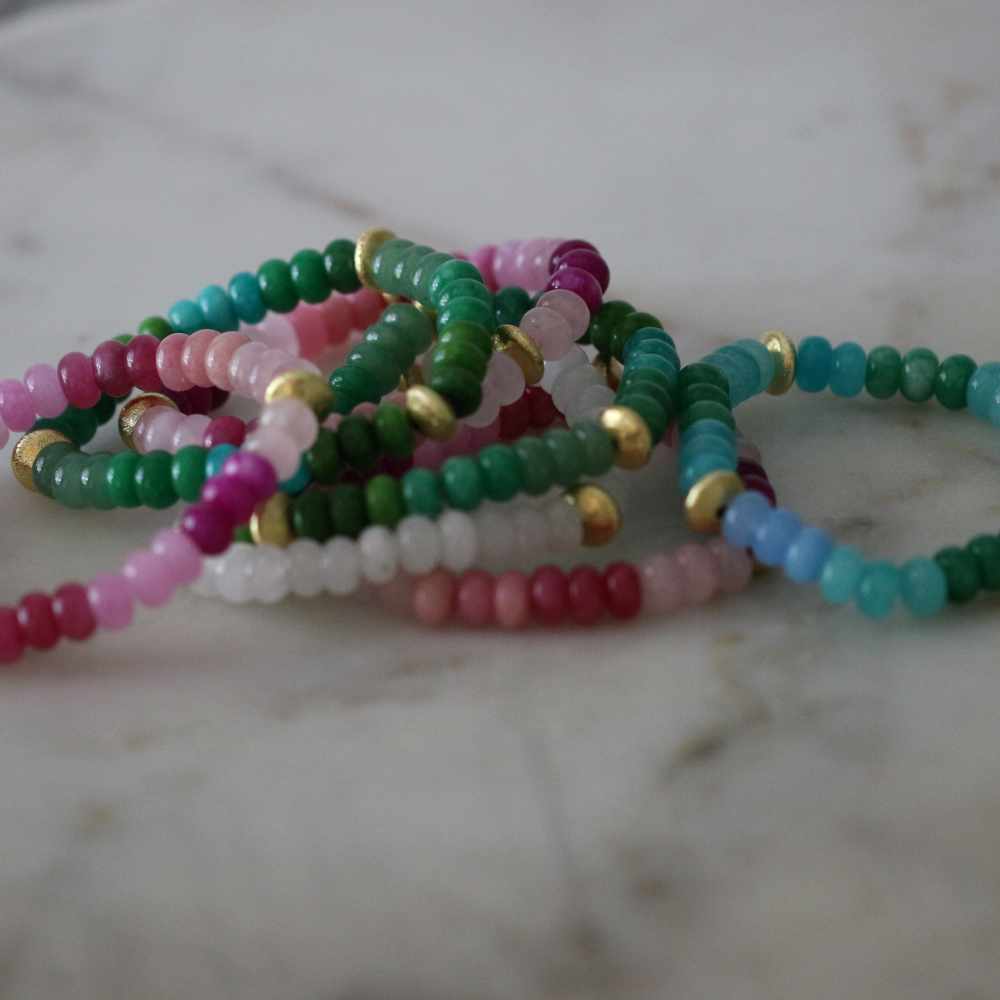 Elizabeth Gemstone Necklace and Bracelet Set - 4 Color Options - Stainless Steel