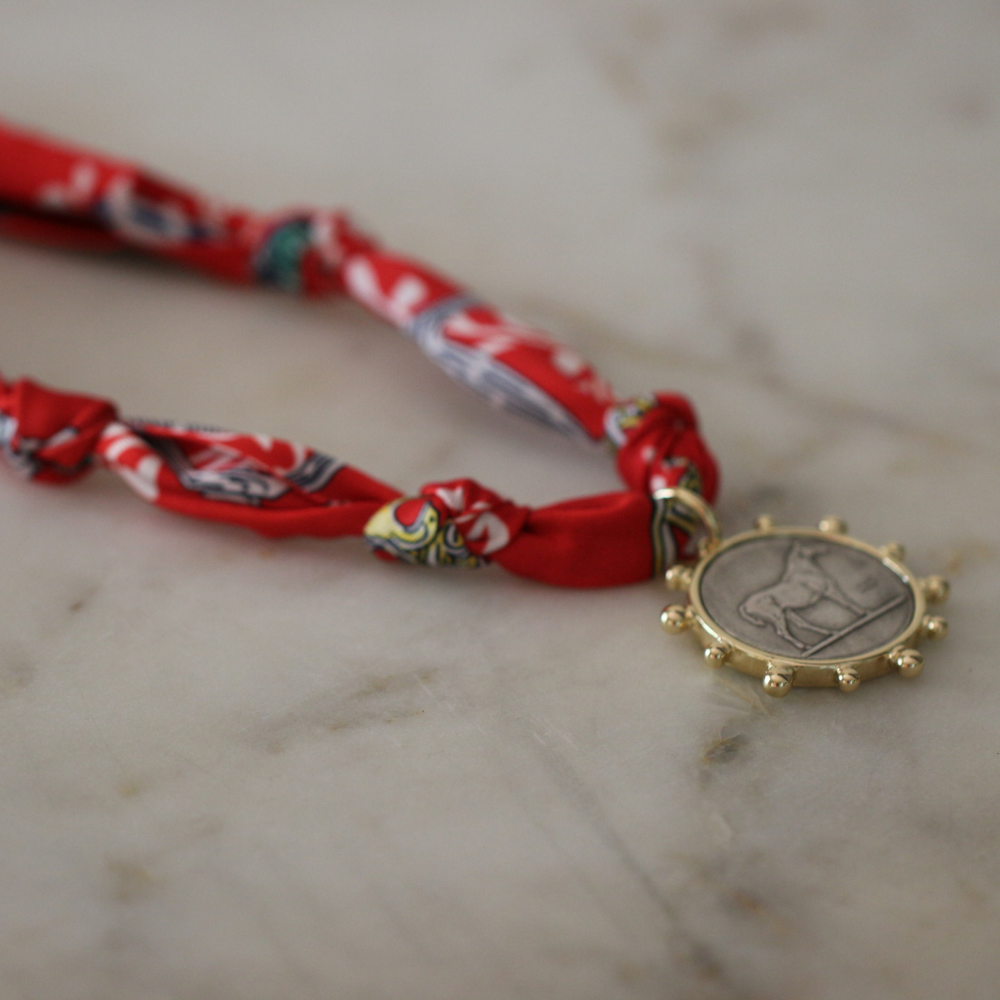 Derby Days Scarf Necklace Crimson