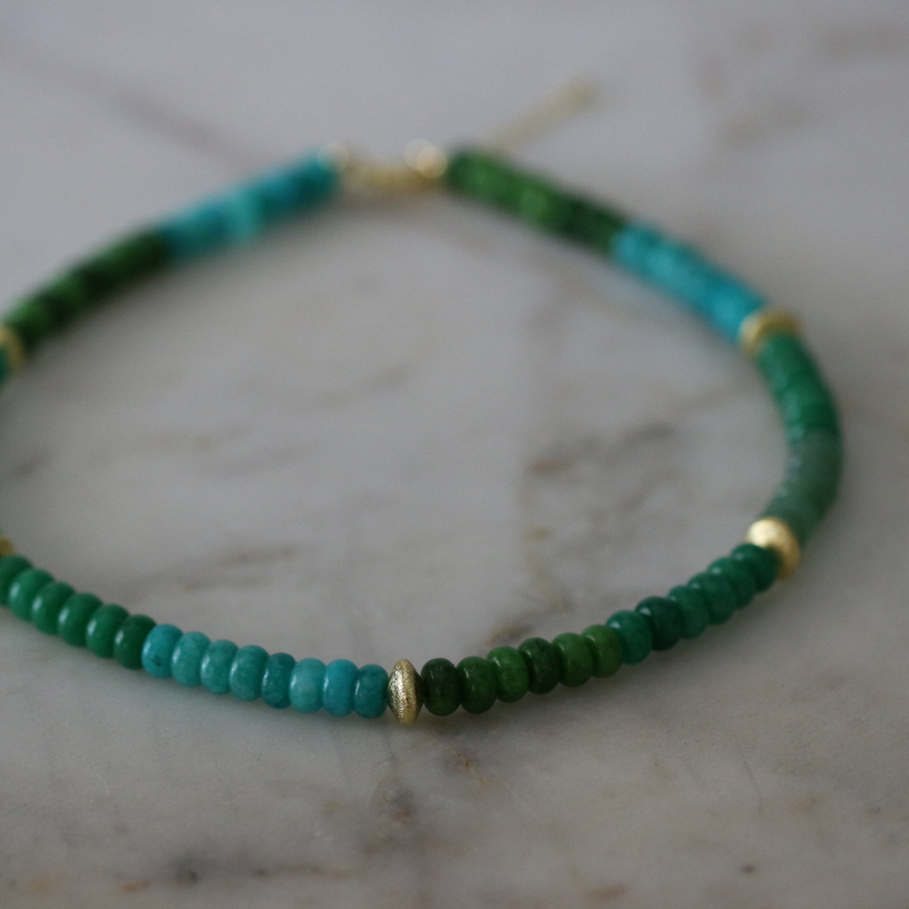 Elizabeth Gemstone Necklace and Bracelet Set - 4 Color Options - Stainless Steel