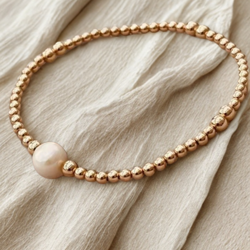 Claire 18K Gold Non Tarnish Freshwater Pearl Bracelet