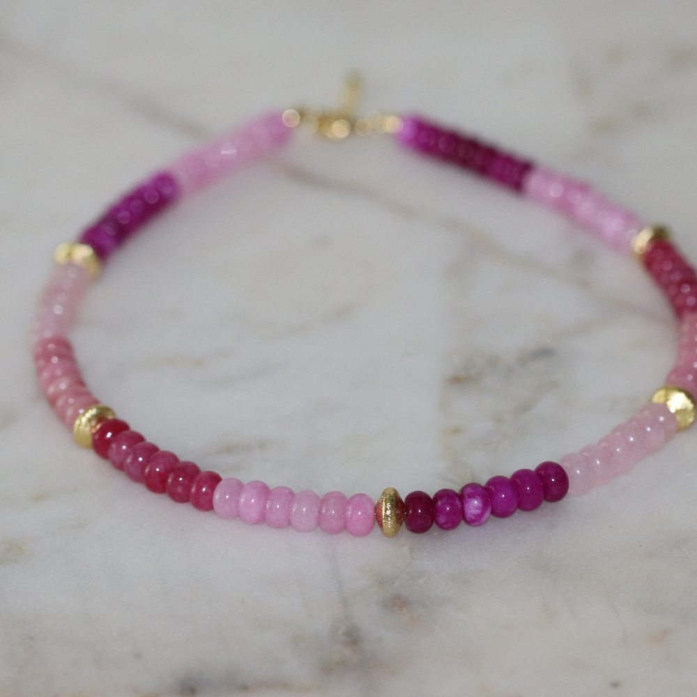 Elizabeth Gemstone Necklace and Bracelet Set - 4 Color Options - Stainless Steel