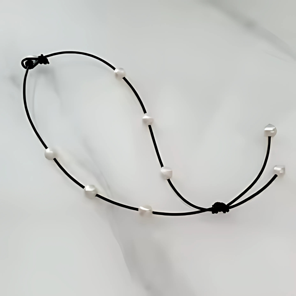 Driftwood Pearl Leather Necklace - Western Style