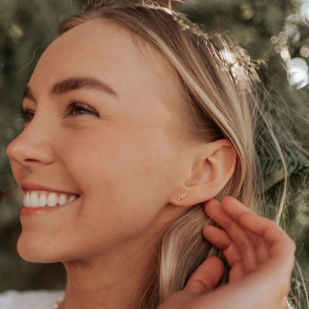 Laurel Gold Leaf Studs