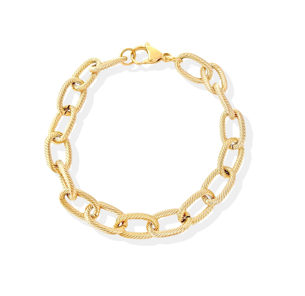 CARLY GOLD TEXTURE LINK CHAIN BRACELET