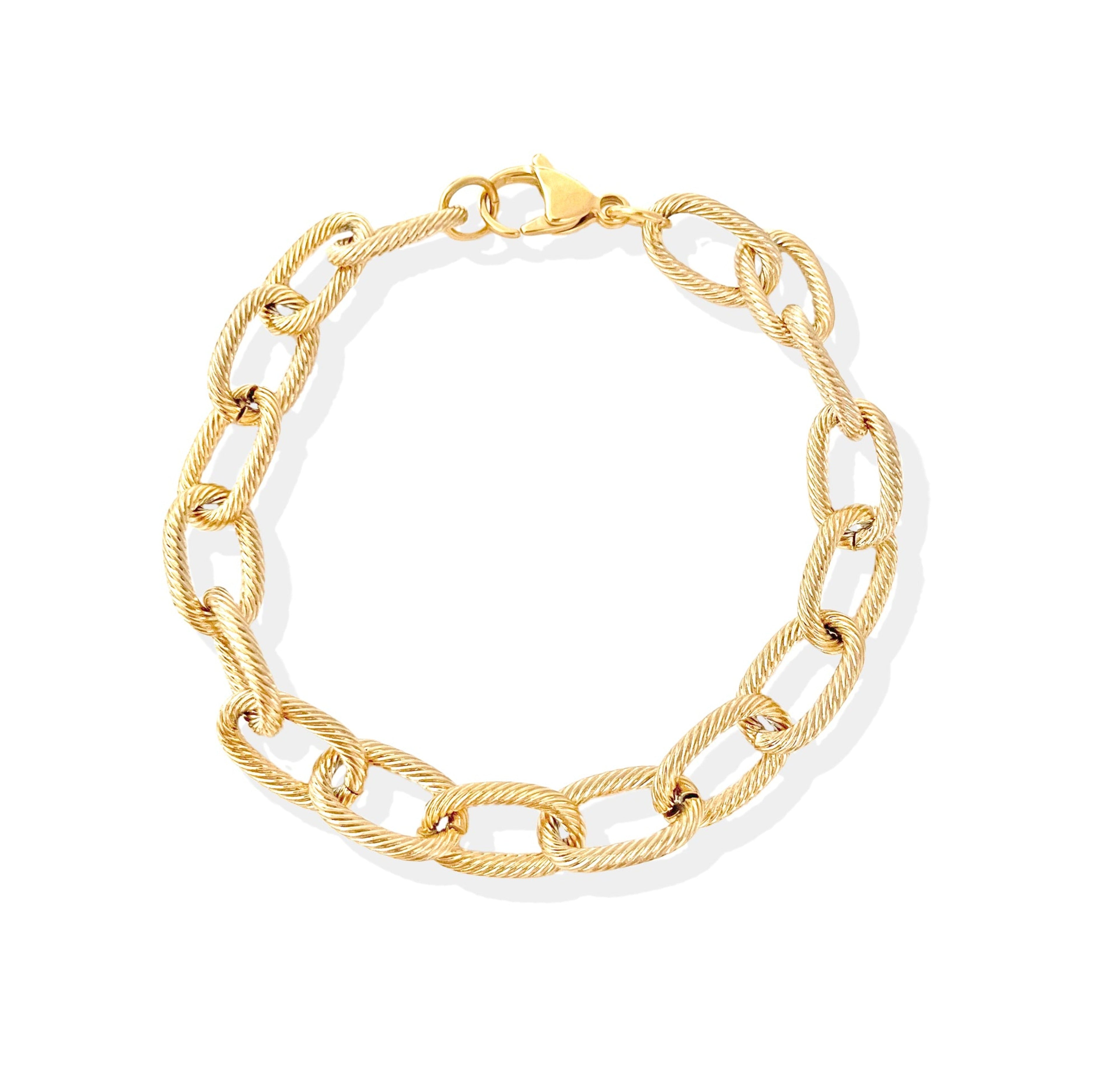 CARLY GOLD TEXTURE LINK CHAIN BRACELET