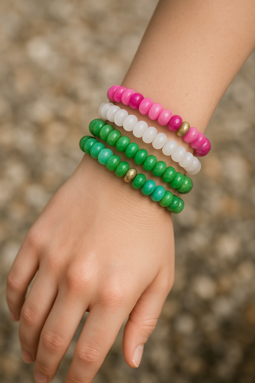 Elizabeth Gemstone Necklace and Bracelet Set - 4 Color Options - Stainless Steel