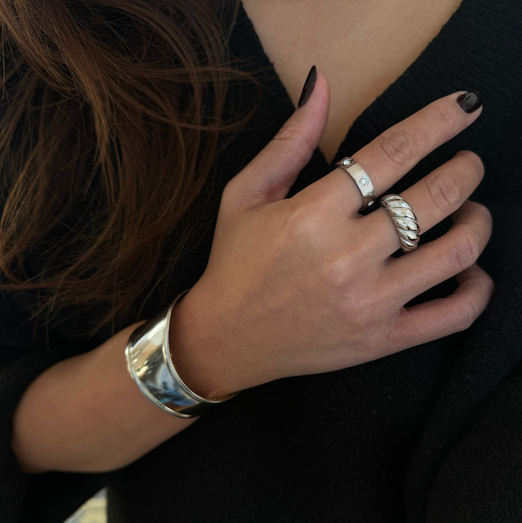 CARRIE SILVER PAVE STACKABLE RING