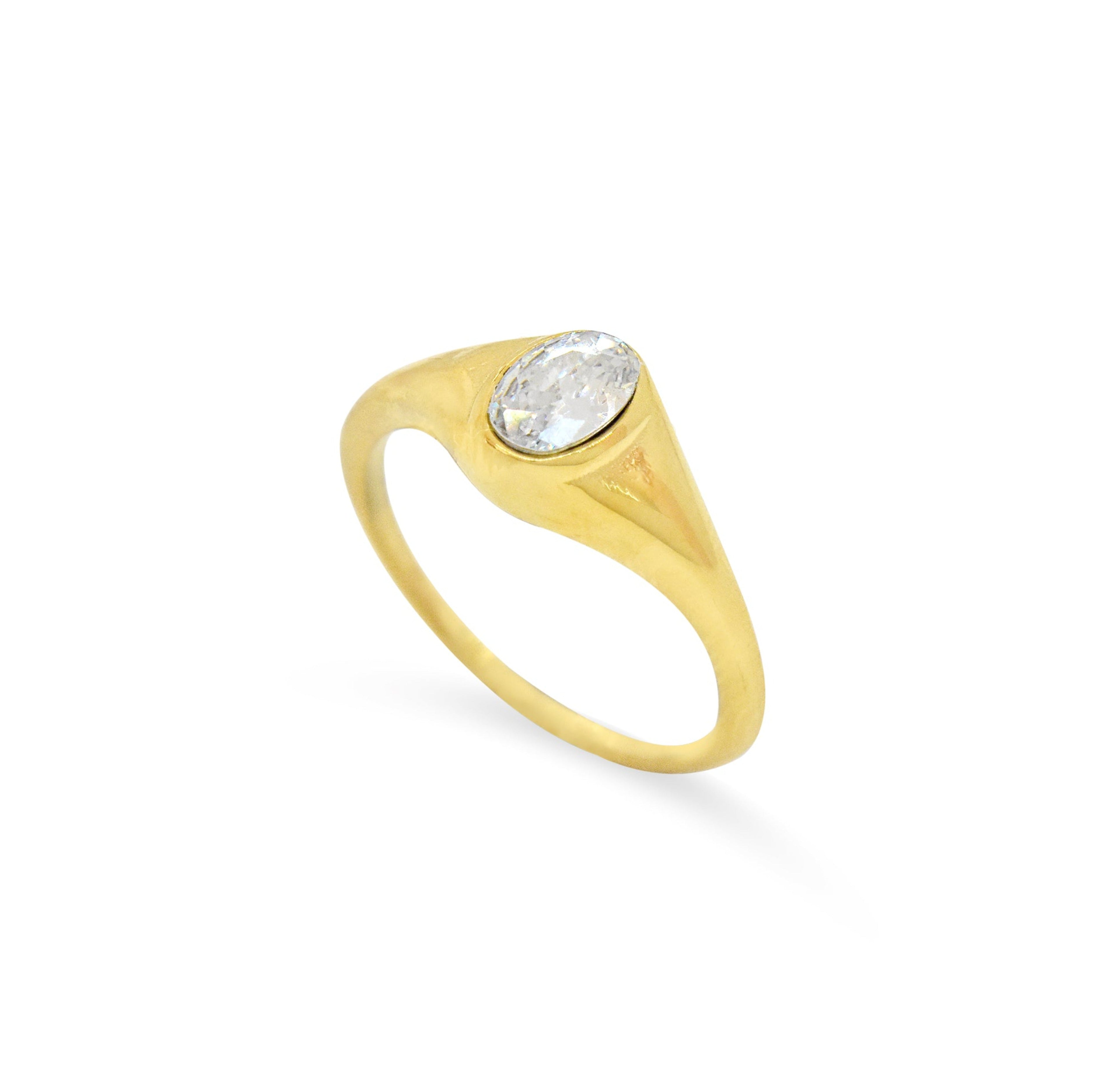 JEANIE GOLD OVAL SIGNET RING