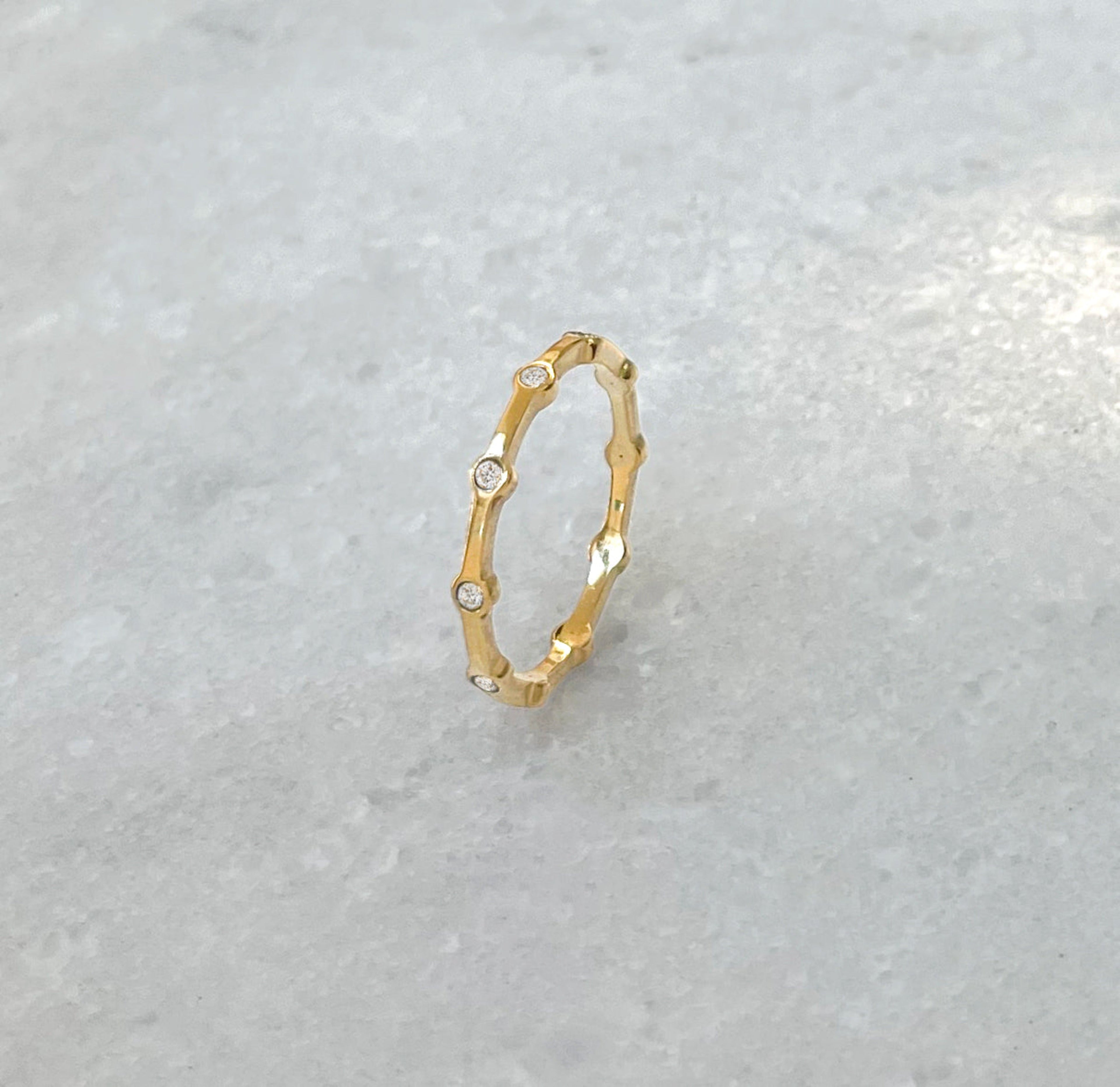 DAPHNE THIN GOLD PAVE STACKABLE RING