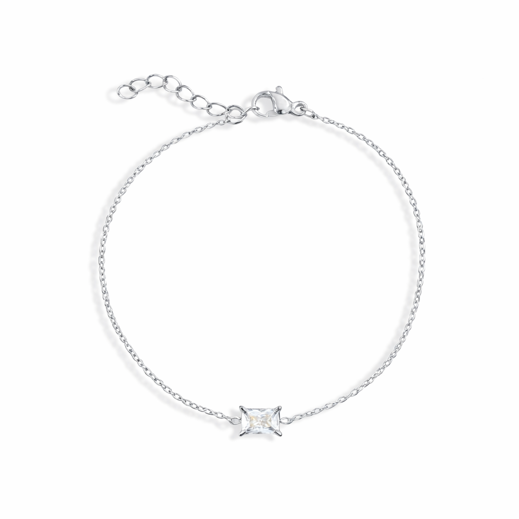PEYTON SILVER DAINTY EMERALD PENDANT BRACELET