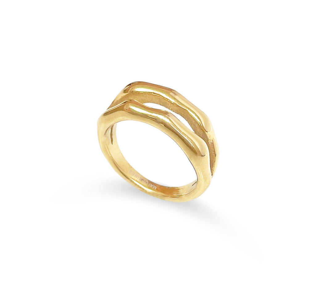 HALLIE GOLD DOUBLE BAMBOO BAND RING