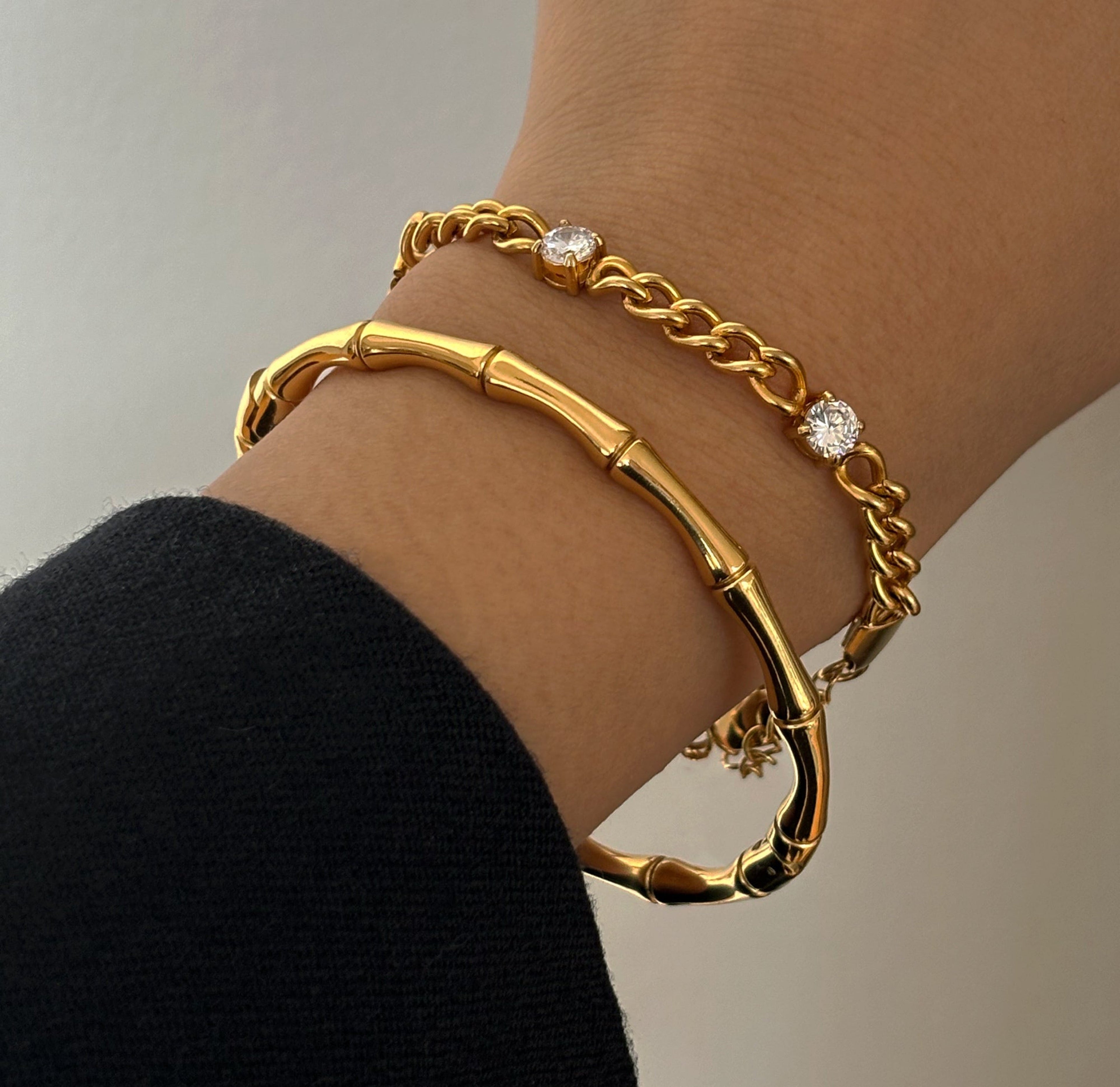 HALLIE GOLD BAMBOO CUFF BRACELET