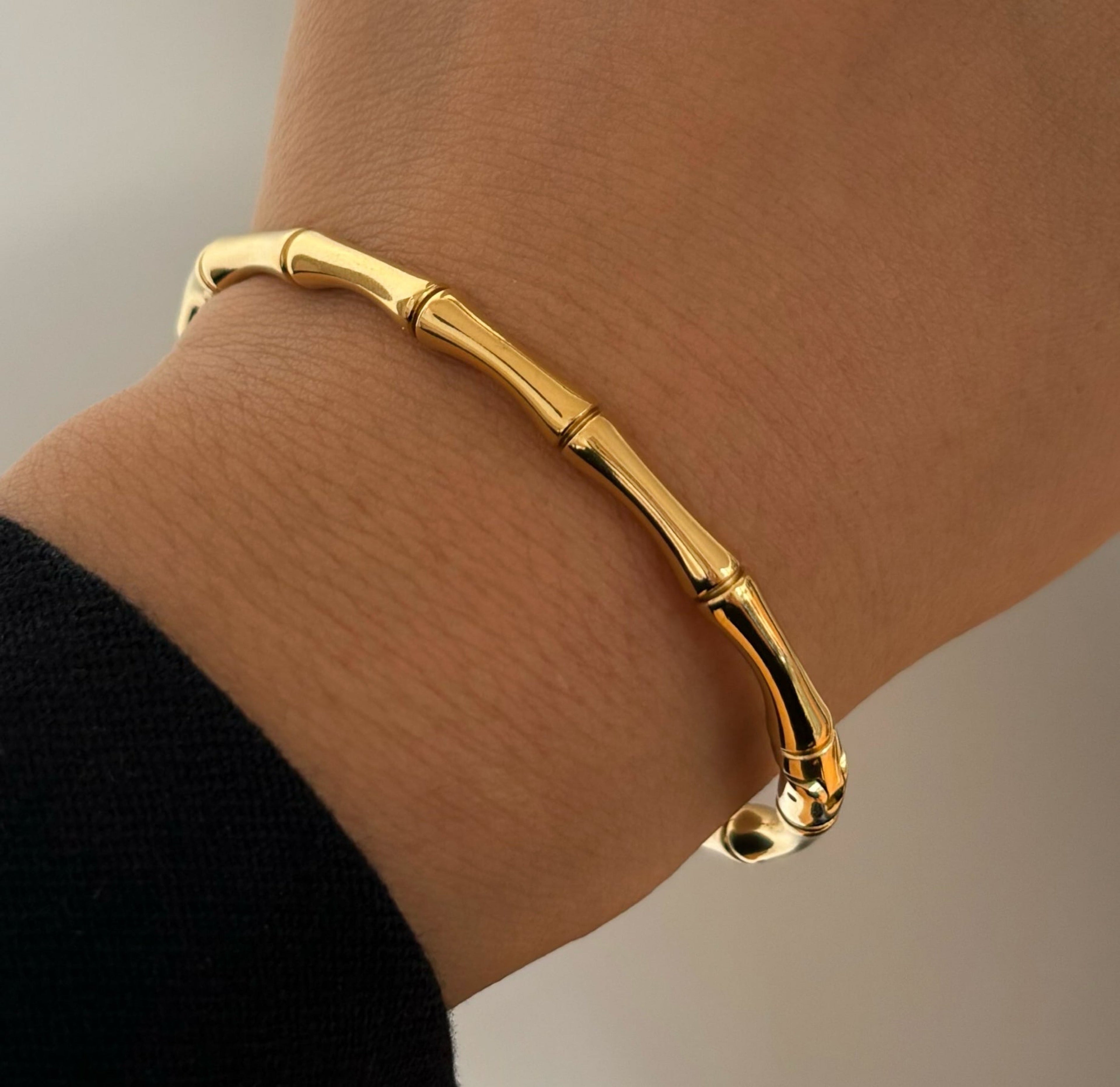 HALLIE GOLD BAMBOO CUFF BRACELET