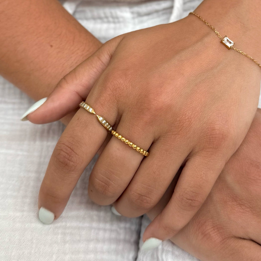 VERA GOLD CZ DIAMOND OPEN CLAW RING