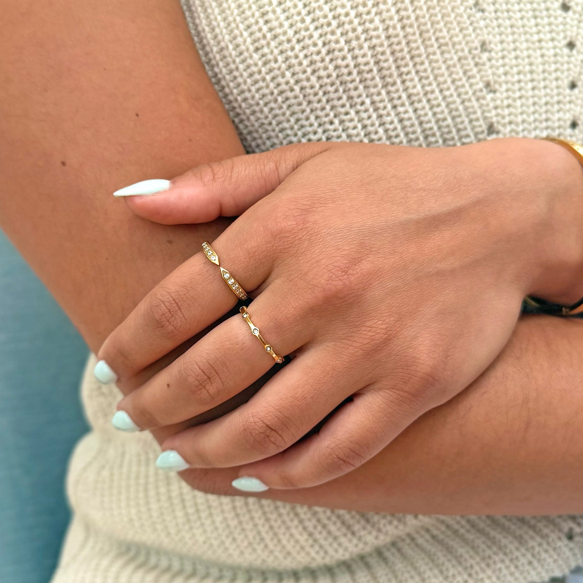 VERA GOLD CZ DIAMOND OPEN CLAW RING