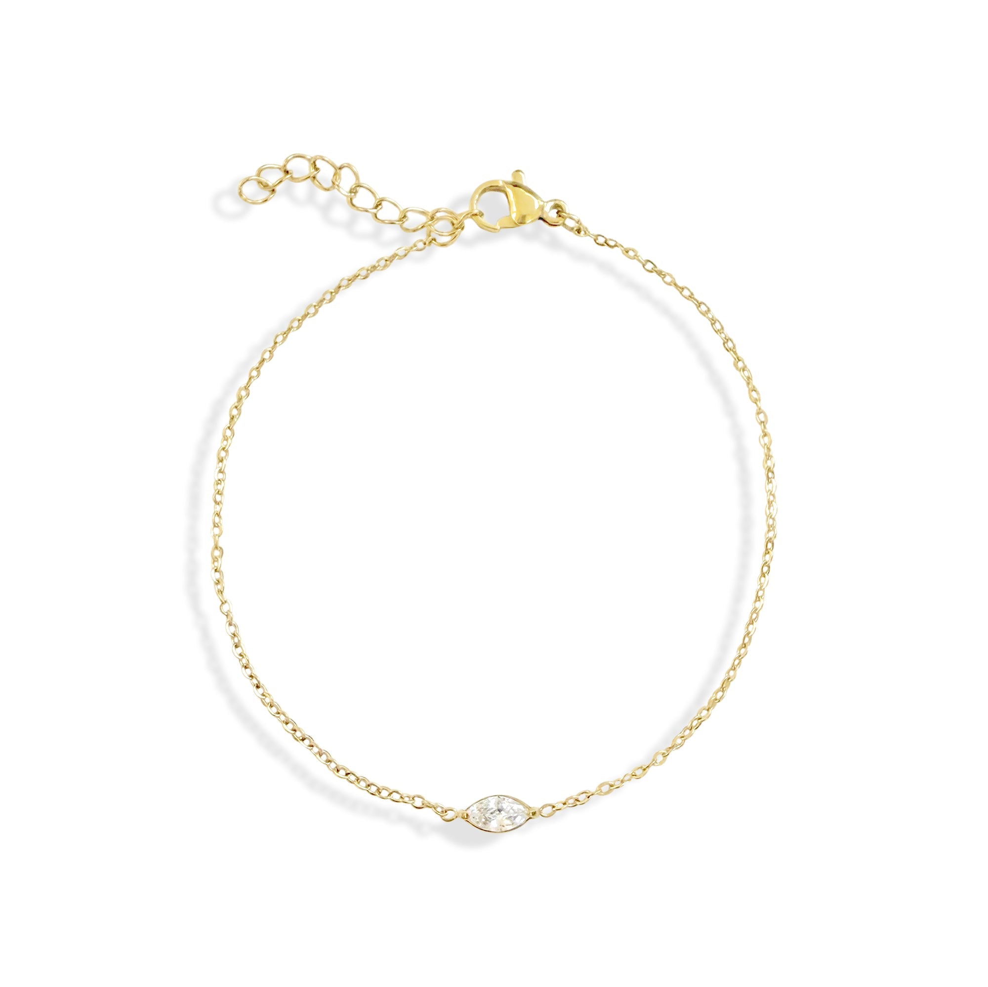 PHOEBE DAINTY GOLD MARQUISE PENDANT BRACELET