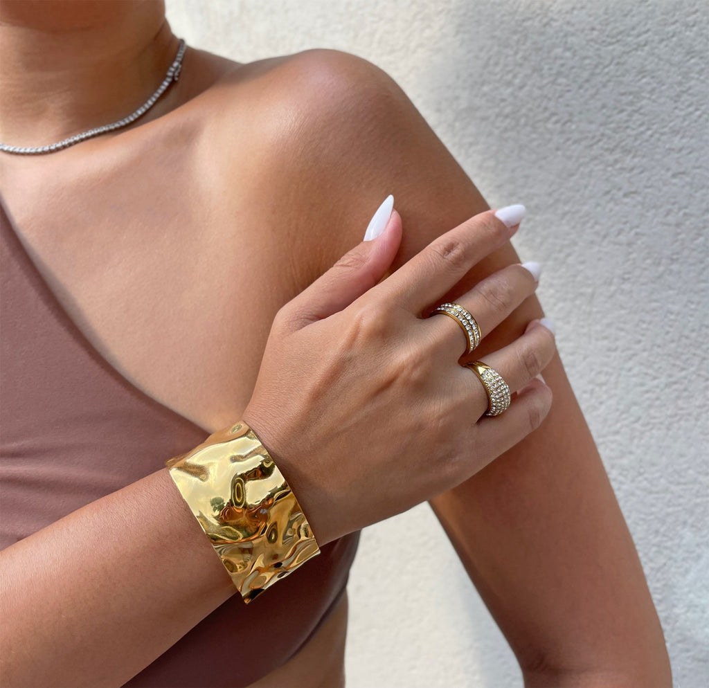 LEONA GOLD HAMMERED CUFF BRACELET