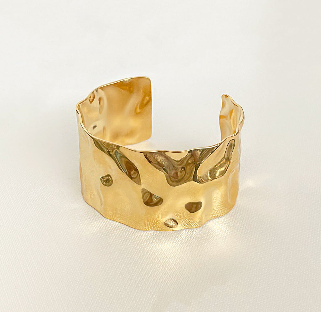 LEONA GOLD HAMMERED CUFF BRACELET