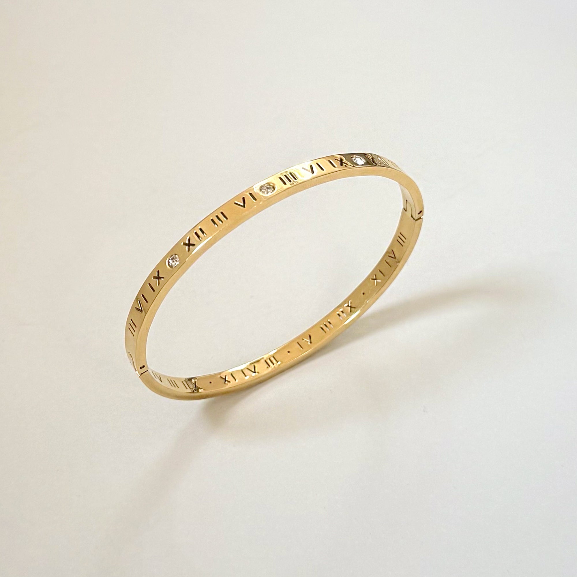 TRINITY THIN GOLD ROMAN NUMERALS CUFF BRACELET