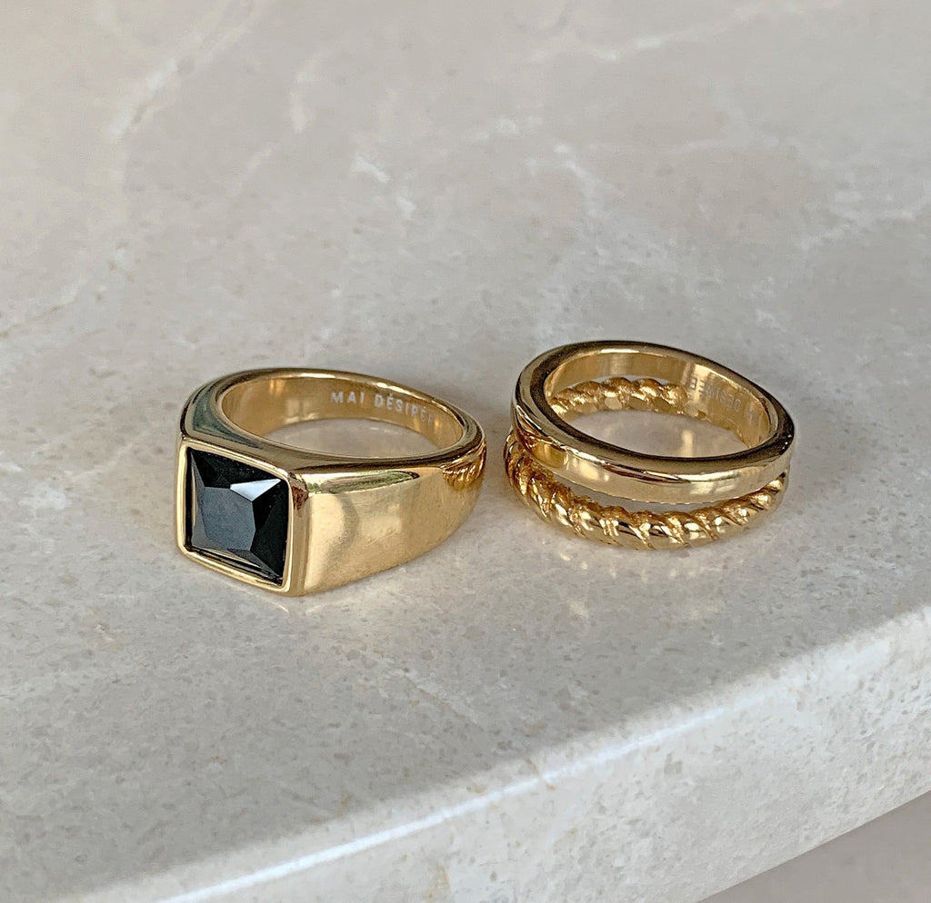 BIRDY GOLD DOUBLE BAND RING