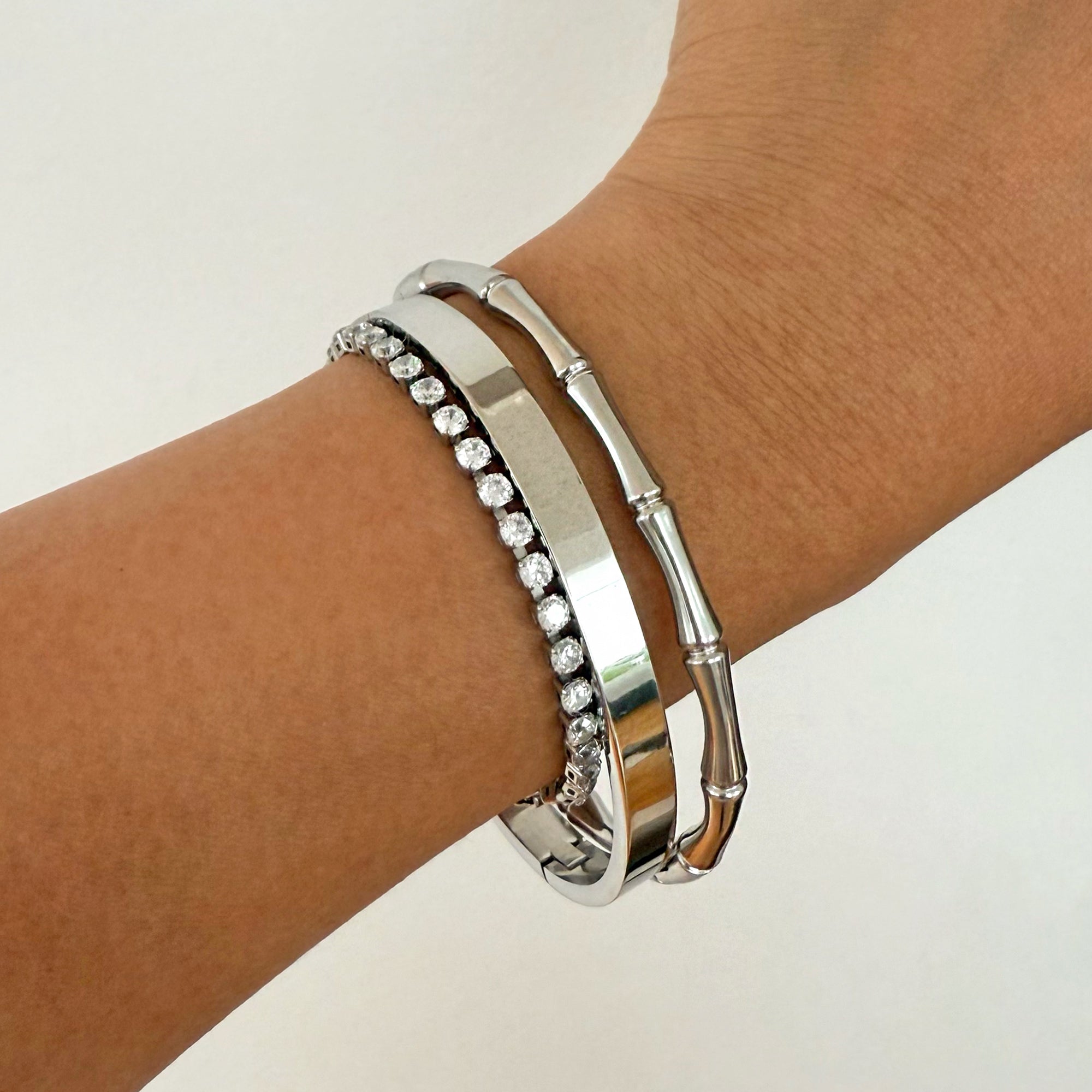 HALLIE SILVER BAMBOO CUFF BRACELET