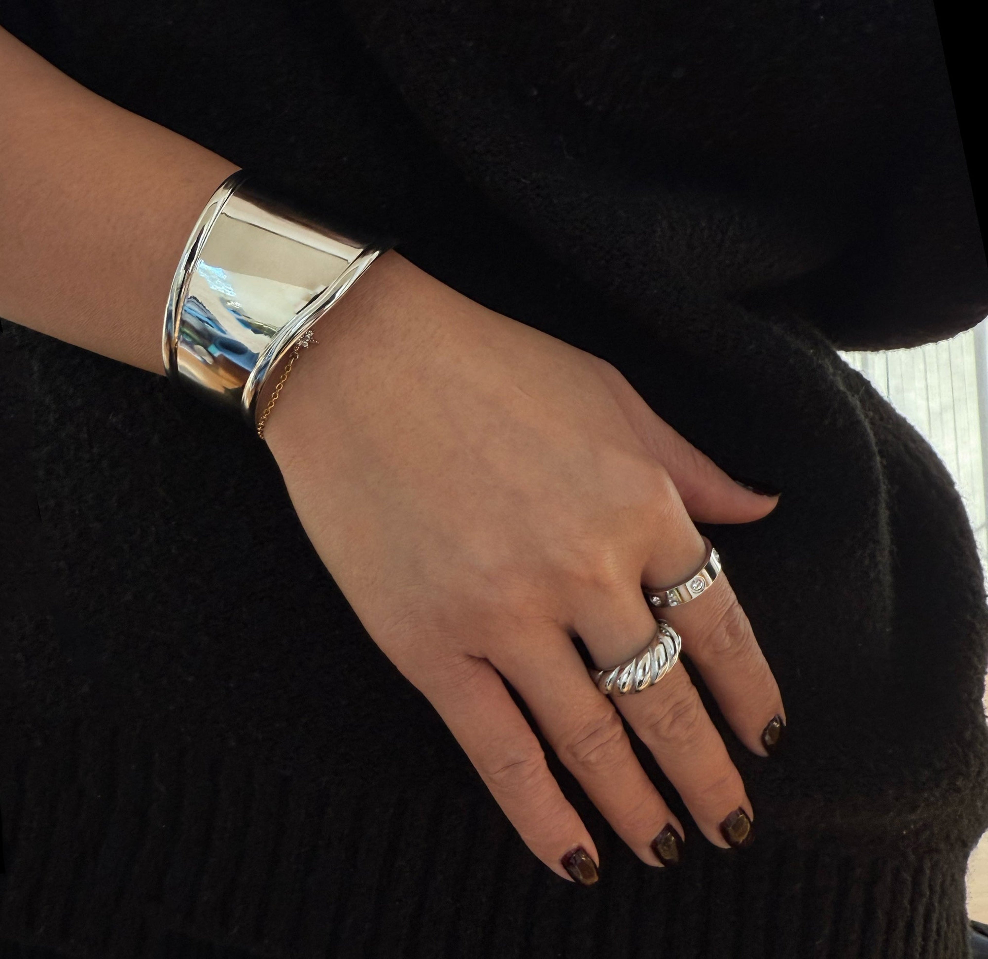 EBONIE SILVER BOLD ASYMMETRICAL CUFF BRACELET