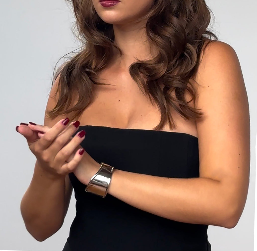 EBONIE SILVER BOLD ASYMMETRICAL CUFF BRACELET