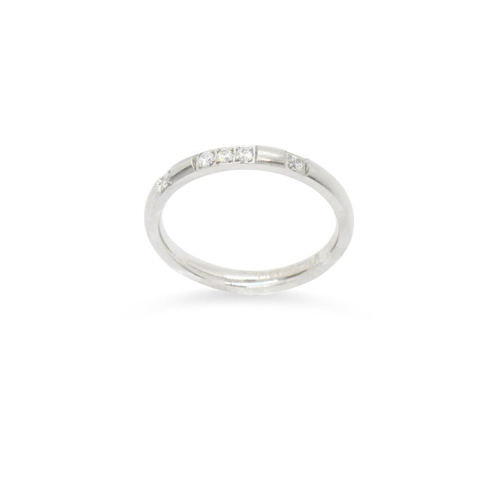 VEDA DAINTY SILVER CZ DIAMOND STACKABLE RING