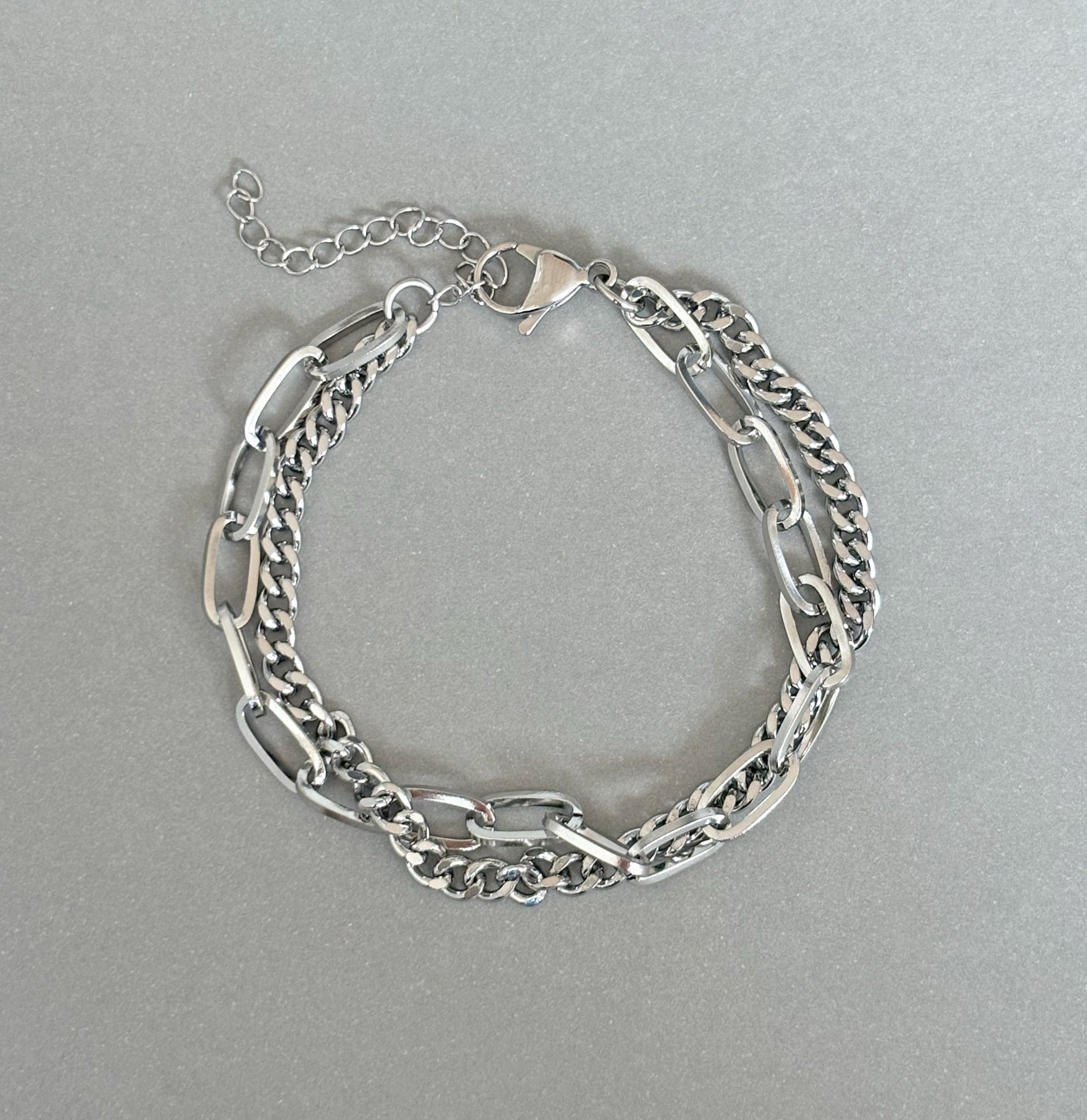 BRIGITTE SILVER DUO CHAIN BRACELET