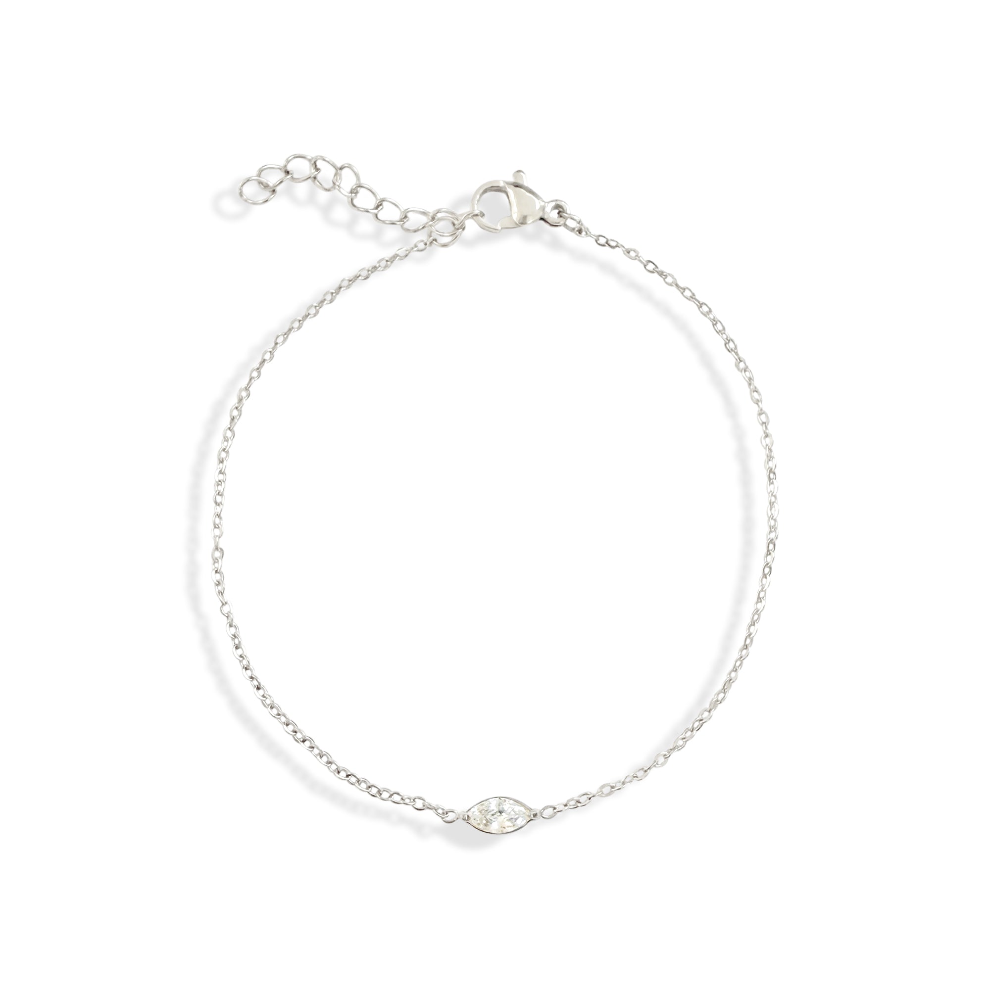 PHOEBE DAINTY SILVER MARQUISE PENDANT BRACELET