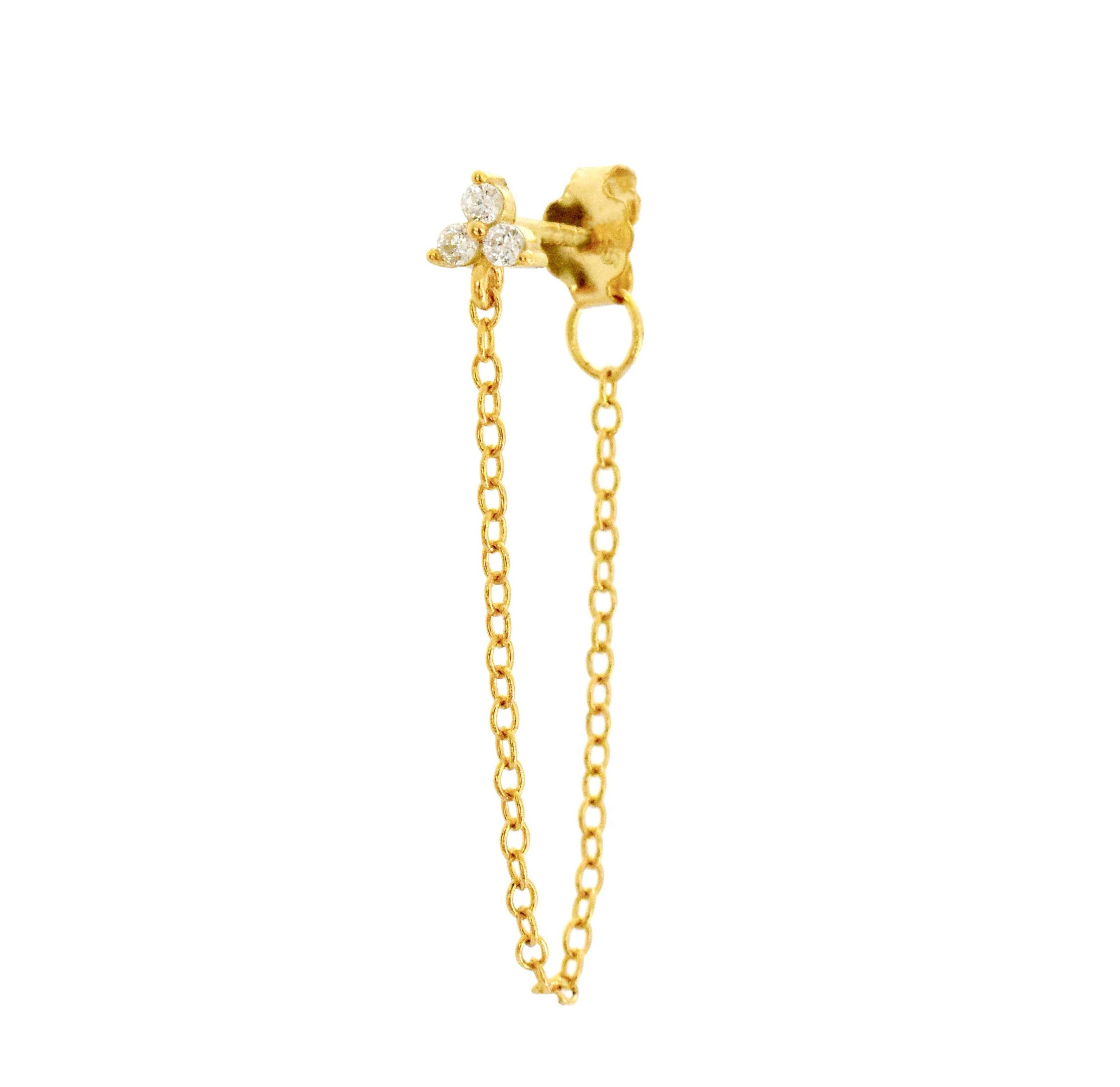 ROSIE DAINTY GOLD FLOWER CHAIN EARRING