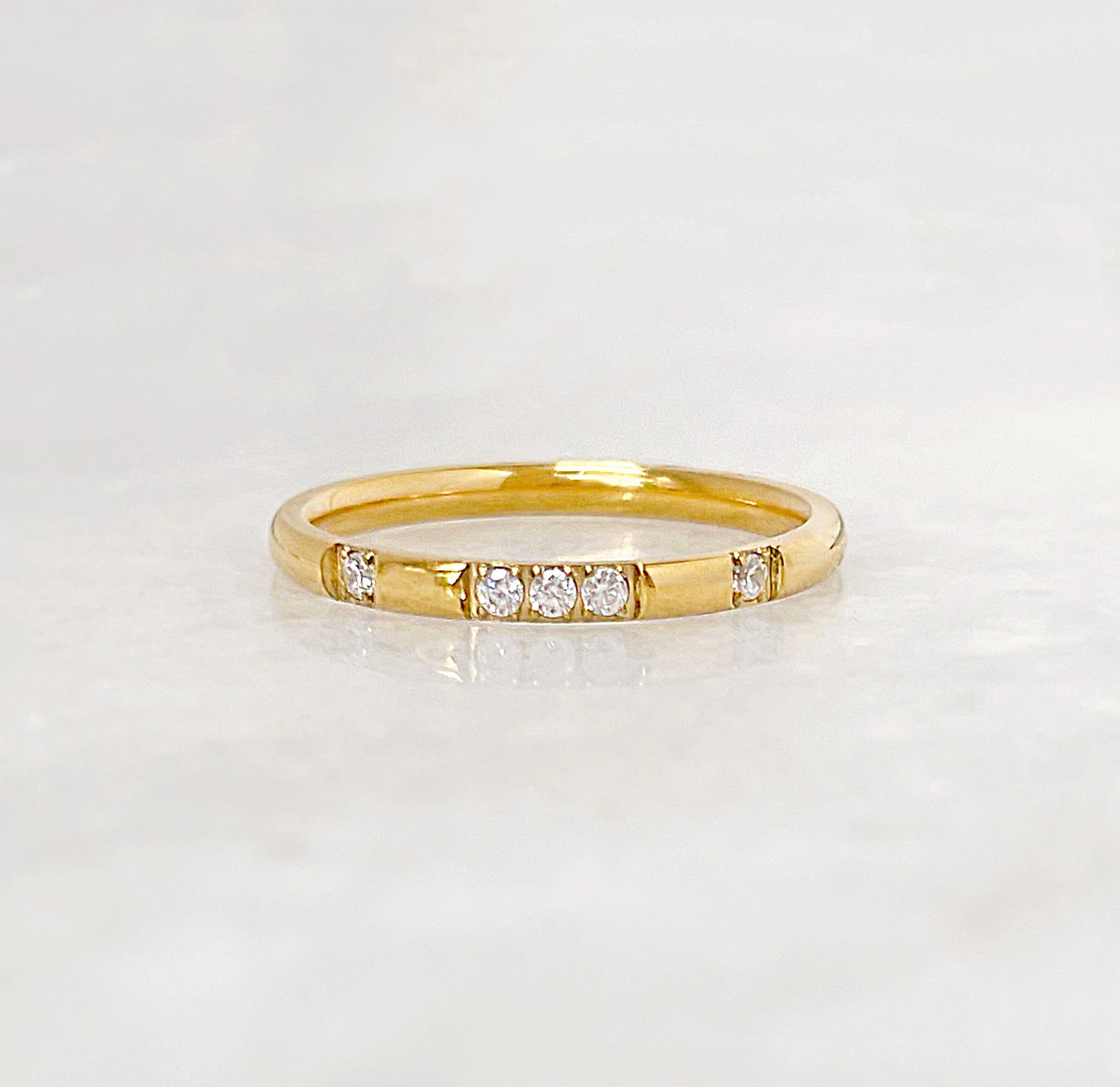 VEDA DAINTY GOLD CZ DIAMOND STACKABLE RING